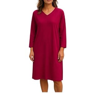 Eileen Fisher Viscose Red Long Sleeve Dress